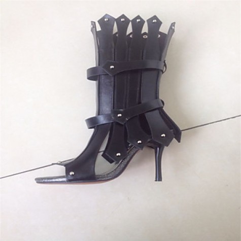 Women's Shoes Leatherette Stiletto Heel Heels / Peep Toe Sandals / Heels Party & Evening / Dress / Casual Black / White