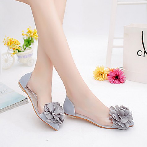 Women's Flats Spring / Fall Ballerina / Pointed Toe Leatherette Outdoor / Office & Career / Casual Flat Heel Applique