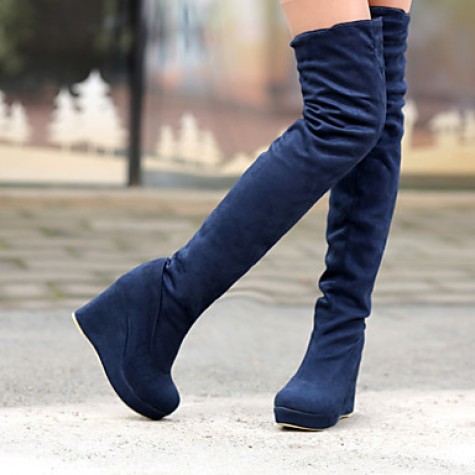 Women's Boots Spring / Fall / Winter Wedges / Fashion Boots Leatherette Outdoor / Casual Wedge Heel / Blue