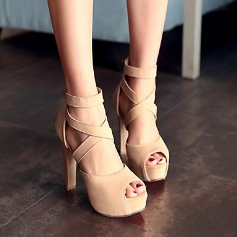 Women's Shoes Chunky Heel Heels/Platform Sandals Office & Career/Dress Pink/White/Beige