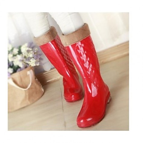 Women's Spring / Summer / Fall / Winter Rain Boots Silicone Outdoor Low Heel Blue / Yellow / Pink / Red