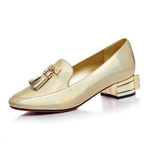 Women's Loafers & Slip-Ons Comfort / Round Toe Calf Hair Office & Career / Dress / Casual Chunky Heel Crystal Heel