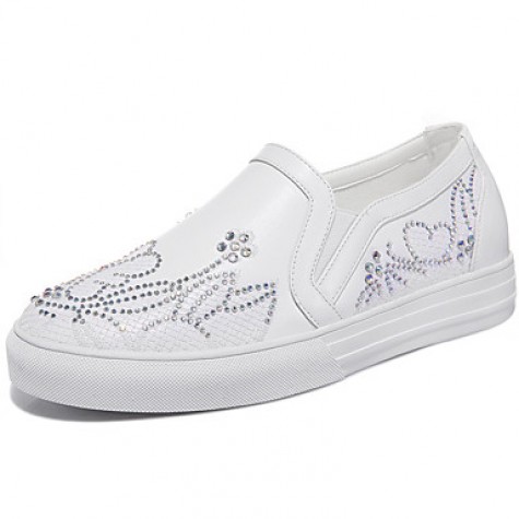 Women's Shoes Synthetic Spring / Fall / Winter Moccasin Totes Athletic / Casual Flat Heel Glitter Silver / White