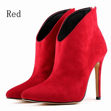 Women's Shoes Velvet Stiletto Heel Heels / Fashion Boots / Bootie / Pointed Toe Boots Party & Evening / Dress /