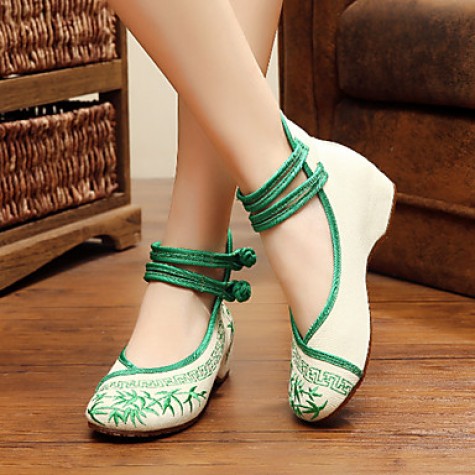 Women's Shoes Canvas Spring / Summer / Fall Mary Jane / Comfort Flats Casual Flat Heel Buckle / Flower Blue / Green