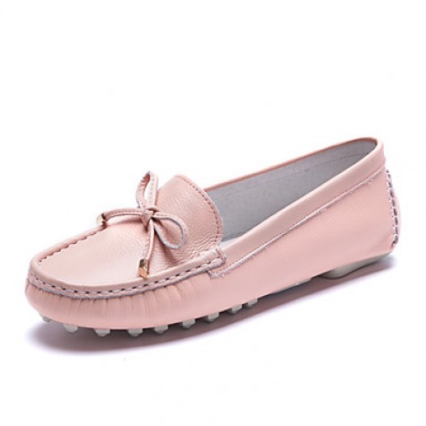 Women's Loafers & Slip-Ons Spring / Fall Comfort / Round Toe Cowhide Office & Career / Casual Flat shoes