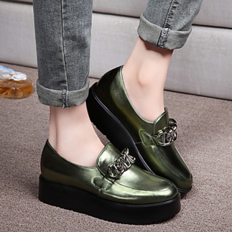 Women's Shoes Leatherette Platform Platform / Comfort Loafers Office & Career / Dress / Casual Black / Green