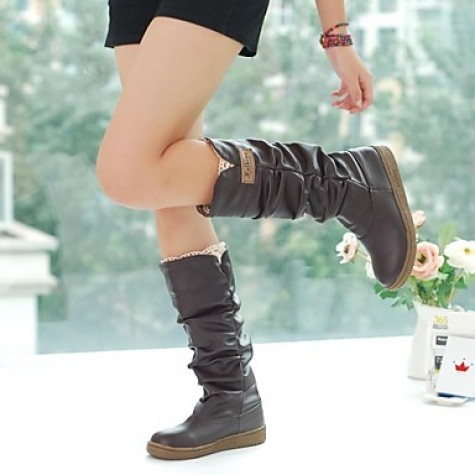 Women's Fall / Winter Fashion Boots Leatherette Dress Platform Black / Brown / Yellow / Pink / White