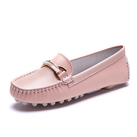 Women's Loafers & Slip-Ons Spring / Fall Comfort / Round Toe Cowhide Outdoor / Career / Casual Flat Heel shoe