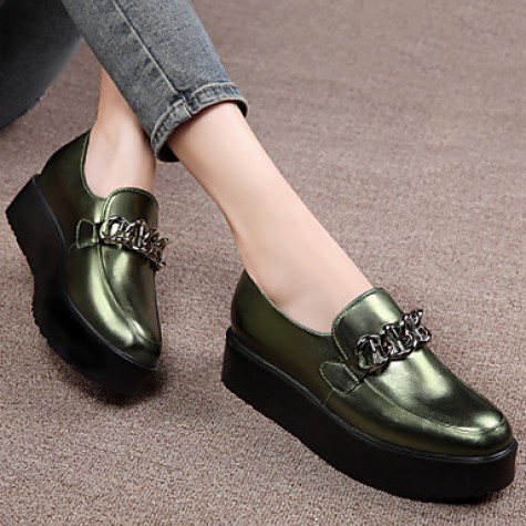 Women's Shoes Leatherette Platform Platform / Comfort Loafers Office & Career / Dress / Casual Black / Green